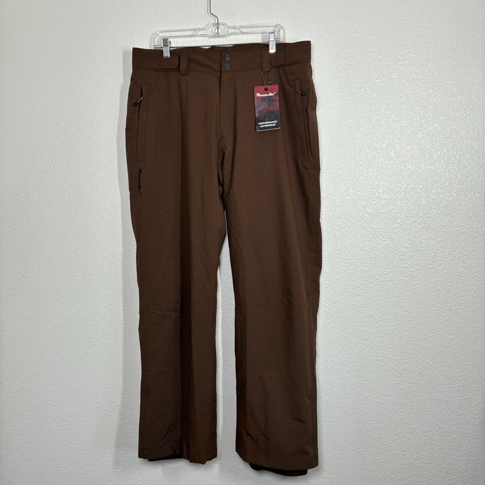 Moosejaw Snow Pants Mens Large Brown Insulated Ski Lined Zip Pocket Walnut